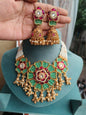 "Royal Meenakari Floral Necklace Set with Jhumki Earrings"